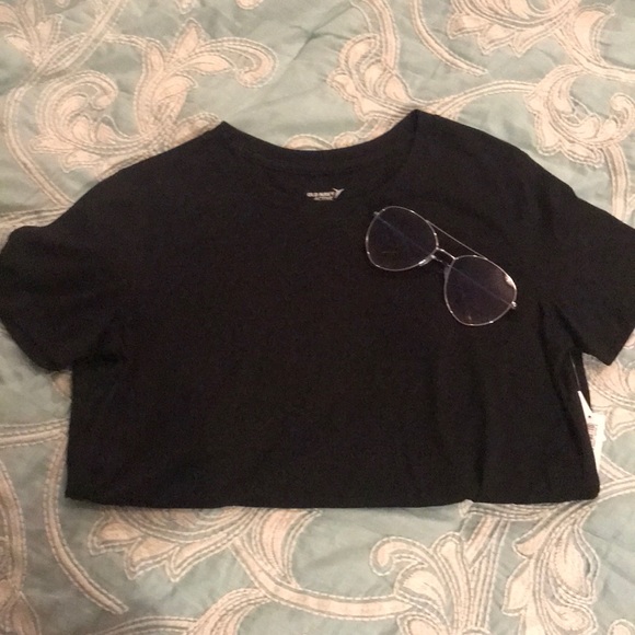 old navy black tee with tie in front - Picture 3 of 4